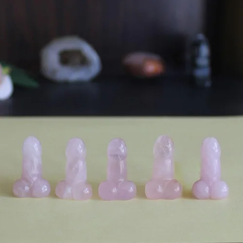 Vista 8 de 5 piezas de mini piedra preciosa tallada cristal cerezo flor ágata hombre genital pene testículo estatuilla corazón encantador bolsillo piedra