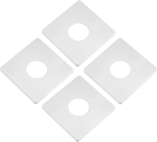 Vista 14 de uxcell 4 bridas divididas para pared, placa cuadrada de ABS autoadhesiva con orificio de 1.102 in/1.1 pulgadas de diámetro, cubierta de tubería