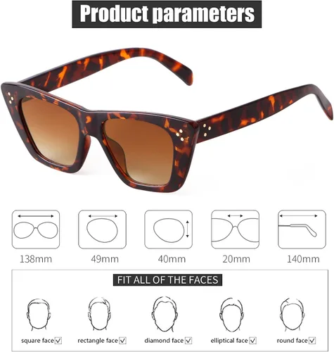 Vista 6 de GIFIORE Gafas de sol retro vintage con diseño de ojo de gato para mujer, gafas de sol para mujer, gafas de sol UV400