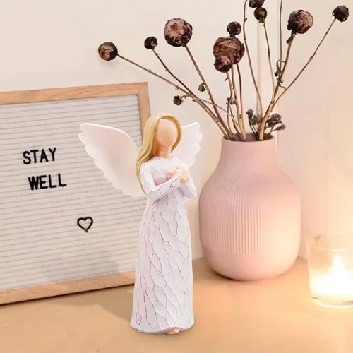 Vista 5 de Ángel del recuerdo, figura esculpida pintada a mano, regalo para expresar condolencia, comodidad, amor y curación