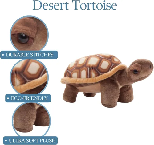 Vista 3 de The Petting Zoo Peluche de tortuga del desierto, regalos para niños, animales salvajes de la vida silvestre, tortuga del desierto de 9 pulgadas