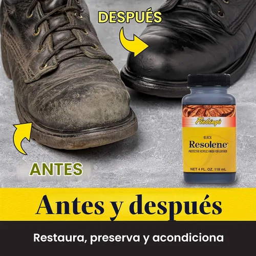 Vista 5 de Fiebing's Acrylic Resolene (4 onzas, negro) - Acabado protector de cuero acrílico - Capa superior flexible y resistente al agua para botas teñidas