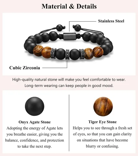 Vista 3 de UNGENT THEM Pulsera ajustable para hombre, aniversario, cumpleaños, Navidad, graduación, regalo para él, hombre, niños