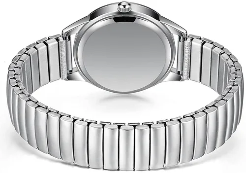 Vista 2 de BOSHIYA Relojes para mujer Easy Reader de 1.181 in de acero inoxidable con banda de expansión plateada dorada para mujer, reloj de pulsera pequeño