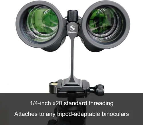 Vista 6 de Adaptador de trípode binocular de liberación rápida con base de montaje de 1.4 a 20 pulgadas, accesorios extraíbles para techo de 8 x 42, 10 x 50