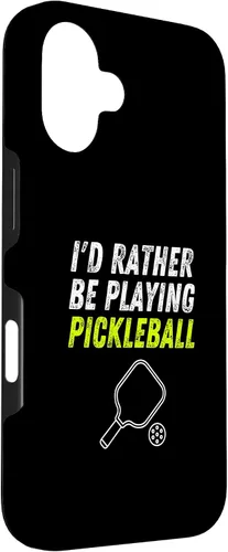 Vista 3 de iPhone 16 I'd Rather Be Playing Pickleball Phone Case Funny Pickleball Case
