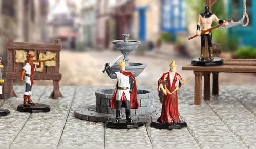 Vista 4 de Monster Townsfolk Mini Figuras de fantasía – 8 piezas pintables de clase de nobleza no jugador, personaje NPC miniaturas, tamaño hexagonal de 1