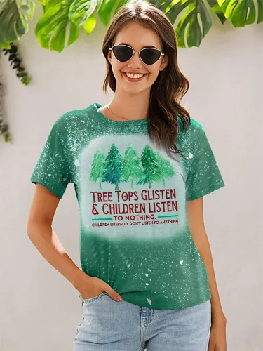 Vista 3 de Camisa de Navidad para profesora, camisetas de árbol para mujer, brillantes y brillantes, para niños, camiseta blanqueada, linda camiseta gráfica