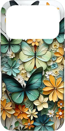 Vista 30 de iPhone 16 mariposa estética mariposas verdes naturaleza acuarela caso