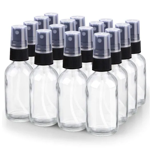 Vista 16 de Botella con atomizador, botellas de spray de vidrio de niebla fina de 2 onzas, recipientes de líquido recargables pequeños para regar la limpieza