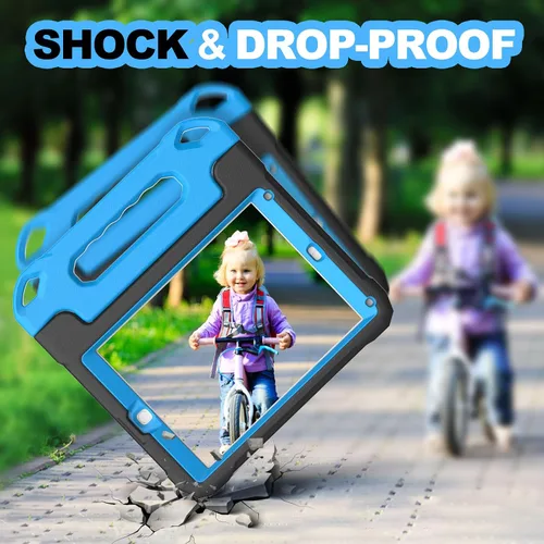 Vista 5 de YIHE - Funda infantil para iPad de 9.7 pulgadas con protector de pantalla, mango a prueba de golpes, funda convertible con soporte para iPad 9.7