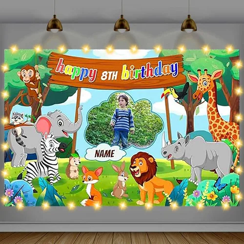 Vista 11 de Cartel de feliz cumpleaños beige personalizado para telón de fondo grande de feliz cumpleaños, globo aerostático, fiesta, interior y exterior