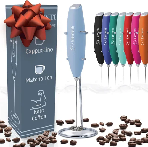 Vista 11 de Espumador Elementi de leche con soporte, motor de esfuerzo de torsión más potente, para hacer cappuccinos, lattes y café a prueba de balas, Negro