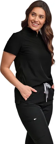 Vista 4 de Green Town Conjunto de uniforme médico para mujer, pantalón deportivo ajustado y cuello mandarín, uniforme de fácil cuidado