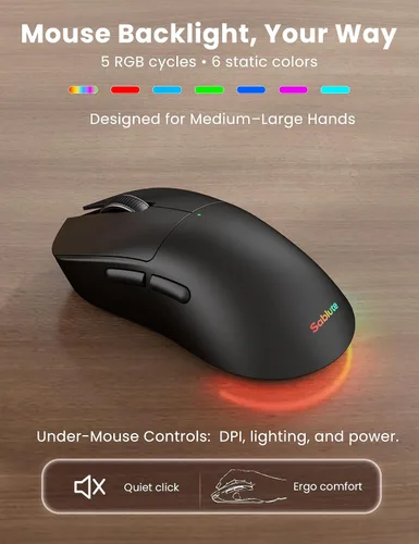 Vista 8 de Combo ergonómico de teclado y mouse inalámbricos, teclado retroiluminado recargable de 4000 mAh con un reposamanos suave de piel de cordero