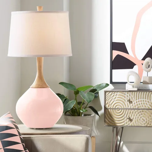 Vista 6 de Color + Plus Wexler 31" White Shade Mellow Coral Pink Table Lamp