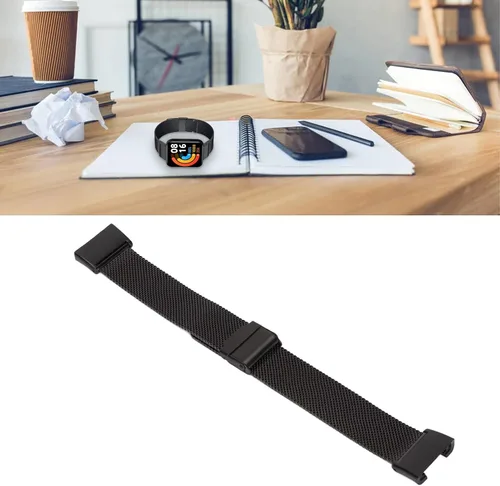 Vista 5 de Banda de reloj inteligente de malla de acero inoxidable premium para reloj 2 y Mi Watch Lite 2 (negro)