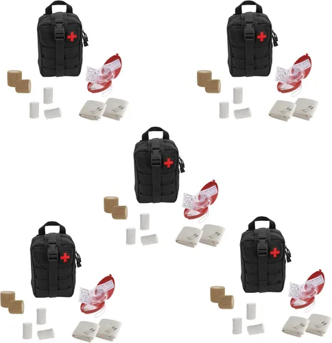 Vista 9 de Kit táctico de rescate de RCP de primeros auxilios, con máscara de resucitación de bolsillo para adultos/niños, vendajes cohesivos, guantes, gasa