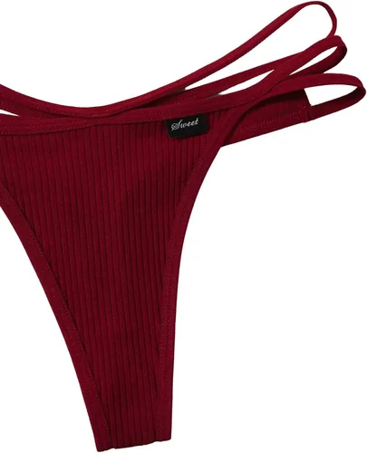 Vista 4 de Verdusa Conjunto de 7 tangas de punto acanalado de tiro bajo para mujer