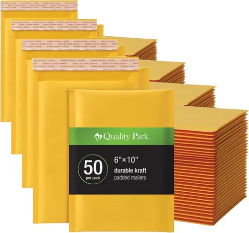 Vista 9 de Quality Park - Sobres de burbujas de 4 x 8 para envíos, sobres autosellables, sobres acolchados pequeños de kraft, cierre de pelar Redi-Strip, 50