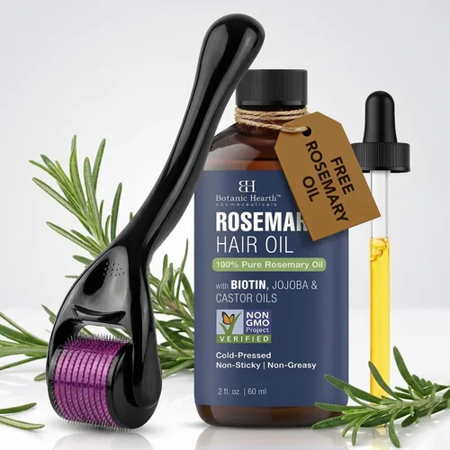 Vista 2 de Botanic Hearth - Aceite de romero para el crecimiento del cabello, 2 onzas líquidas con rodillo Derma Enriched with Biotin, Castor & Jojoba Hair