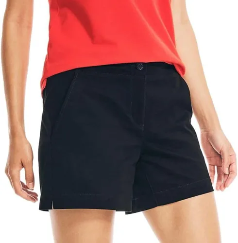Vista 2 de Nautica Pantalones cortos de algodón de tiro medio para mujer, verano 5 negro, talla 10, Negro