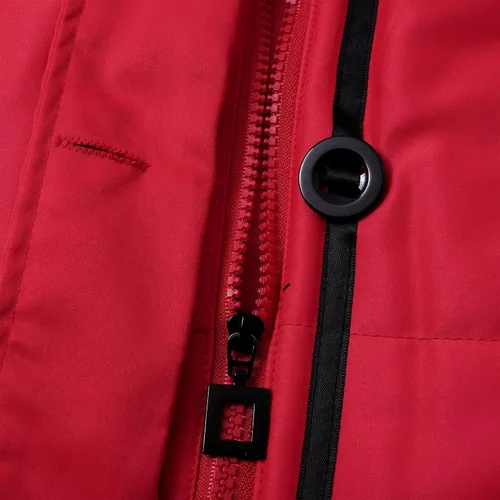 Vista 3 de Chaqueta acolchada para mujer, abrigo de invierno con cremallera, cuello en V, térmico, cálido, con botones, color sólido, abrigos con capucha