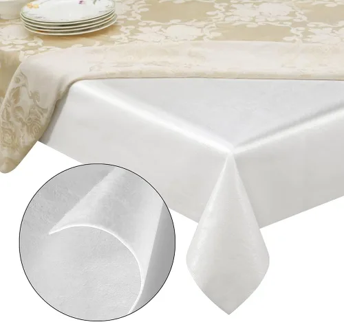 Vista 8 de Protector de mesa de alta calidad, protección superior contra derrames, arañazos y calor, mantel de vinilo reutilizable con respaldo de franela