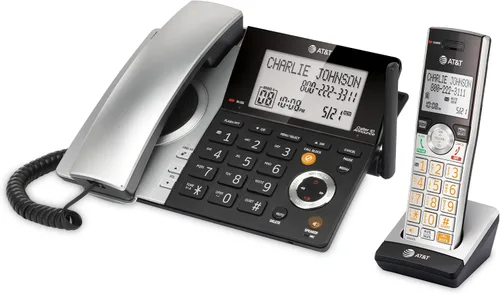 Vista 14 de AT&T CL84107 DECT 6.0 Teléfono expandible con cable/inalámbrico con bloqueador de llamadas inteligente, negro/plata con 1 auricular