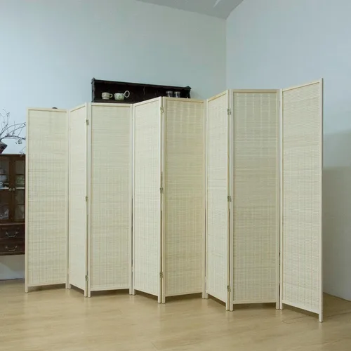 Vista 14 de Divisor de habitación de bambú de 3 paneles para el hogar y la oficina, pared de división plegable de 5.6 pies de alto en beige natural, pantalla