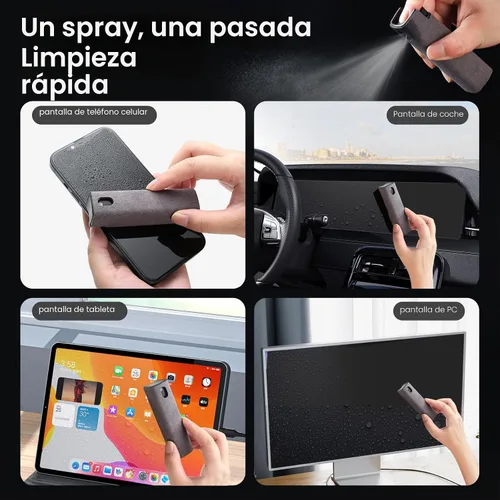 Vista 2 de Kit de Limpiador de Pantalla de 2 Piezas, Herramienta de Botella de Spray Limpiador con Niebla 3 en 1 para Pantalla Táctil y Paño de Microfibra
