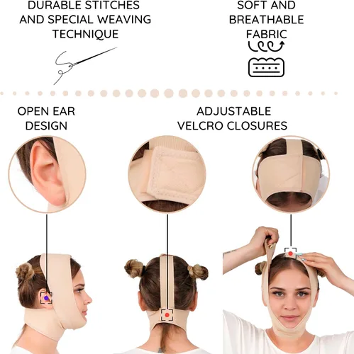 Vista 4 de IKIDO Venda de compresión para cuello y barbilla poscirugía para mujer, más delgada para la cara