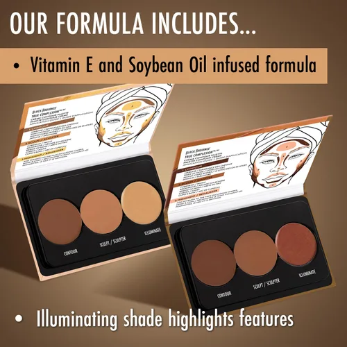 Vista 5 de Black Radiance True Complexion Crème Contour Paleta, define, esculpe y resalta: ligero a medio
