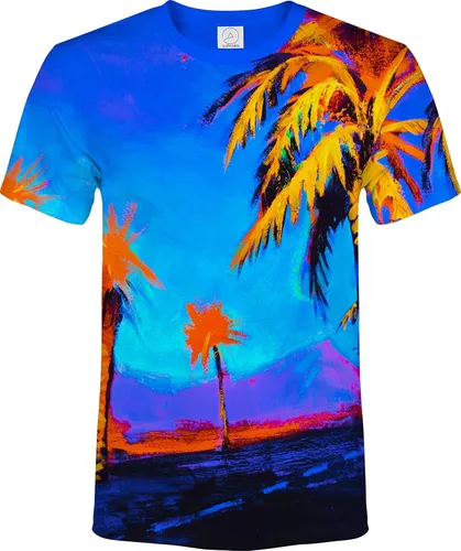 Vista 37 de aofmoka - Camiseta ultravioleta hecha a mano, reactiva a luz negra, con impresión decorativa Crema ácida