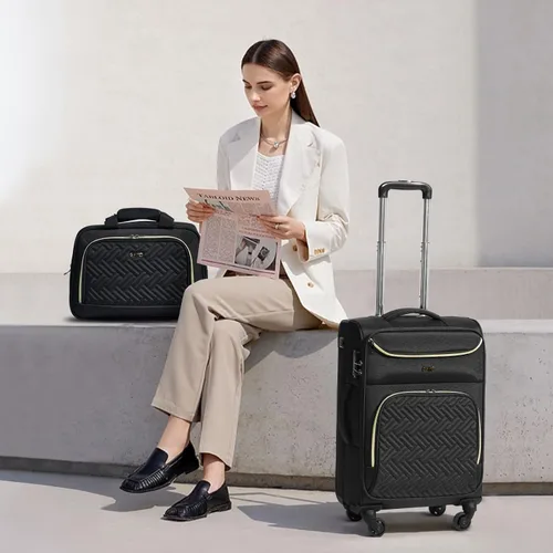 Vista 6 de Coolife Maleta de equipaje de mano con ruedas, bolsa de viaje ligera con ruedas (azul, de mano de 20 pulgadas)
