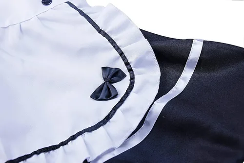 Vista 4 de GEEK LIGHTING Disfraz de anime japonés para dama Cosplay Fancy Lolita delantal diadema con calcetines guantes conjunto pequeño