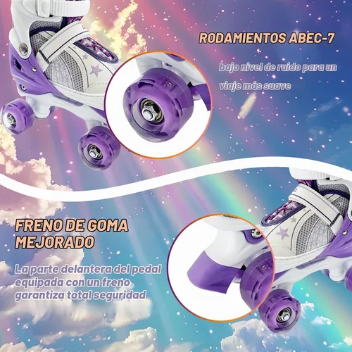 Vista 2 de Kids Roller Skates for Girls Boys Púrpura claro