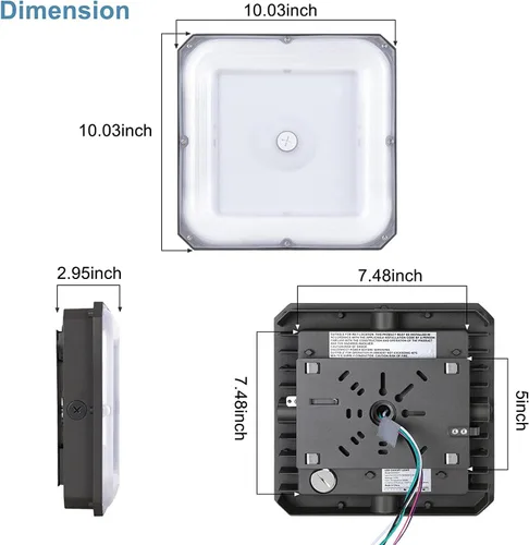 Vista 7 de CINOTON 80W luces de dosel LED 11200LM, luces LED comerciales para tienda 120Vac, luz LED de alta bahía al aire libre IP65 impermeable para techo