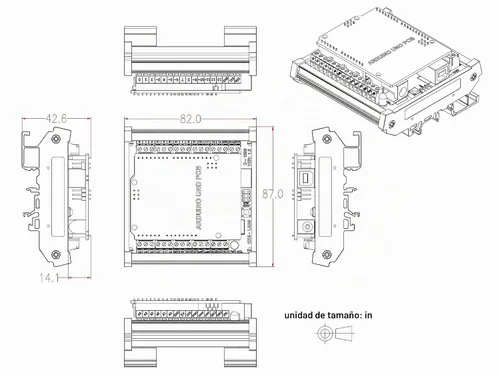Vista 5 de Electronics-Salon módulo adaptador de terminal de tornillos en bloque, para montaje en riel DIN, para Arduino UNO-2560 R3.