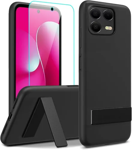 Vista 22 de Funda de teléfono compatible con Alcatel 1 2021 (5.0 pulgadas) con protector de pantalla de cristal, [3 formas de soporte] Funda protectora