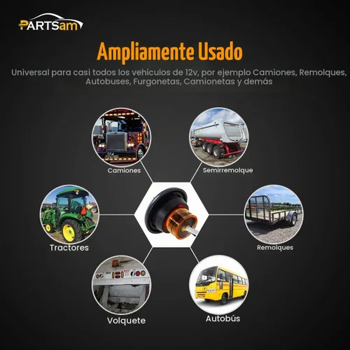 Vista 7 de Partsam 20 luces LED ámbar de 3/4 pulgadas con enchufe, mini indicadores redondos sellados de 3/4 pulgadas, luces de parrilla para camión, remolque