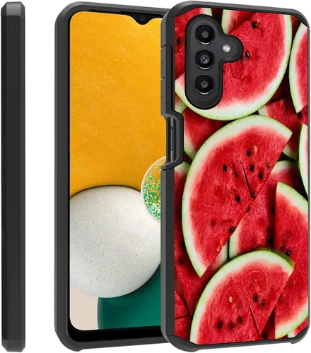 Vista 24 de Funda para teléfono Galaxy A14 5G, resistente 2 en 1 de doble capa híbrida de policarbonato duro y silicona suave a prueba de golpes, funda de Retro