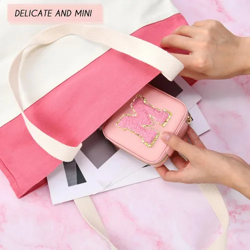 Vista 5 de DTBG Joyero organizador de viaje con inicial, regalos para niñas adolescentes, pequeño regalo personalizado de cumpleaños, día de San Valentín