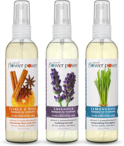 Vista 6 de Natural Flower Power Ambientador en aerosol – Eliminador de olores con aceites esenciales – Hogar, automóvil y tela – Libre de crueldad animal