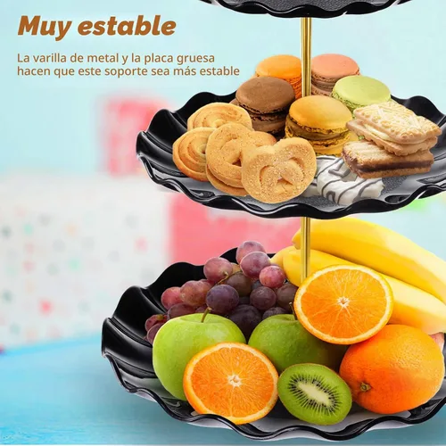 Vista 4 de BACUTHY Soporte para cupcakes de 3 niveles, soporte de torre de pastel de Negro