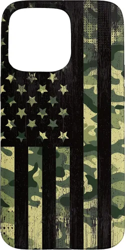 Vista 28 de iPhone 16 American Flag Camo Camouflage Black Patriotic Pride Case