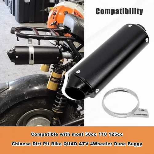 Vista 3 de Sporacingrts Silenciador de escape negro de 26 mm 1.02 pulgadas, silenciador para moto de tierra Compatible con QUAD ATV 4 Wheeler Dune Buggy, moto