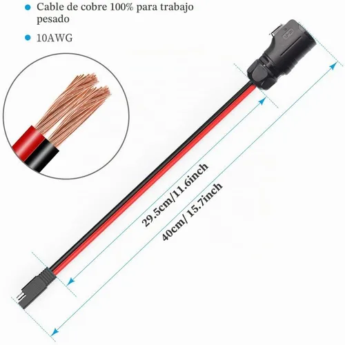 Vista 7 de EXTRACTME 10AWG 2 Pin Power Industrial Circular Cable Adaptador a SAE, enchufe solar Furion a conector SAE, apto para Furrion, maleta de panel