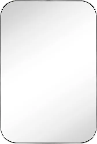 Vista 3 de Espejo de pared rectangular redondeado de níquel cepillado de 24 x 36 pulgadas, espejo de pared de acero inoxidable plateado, marco de metal