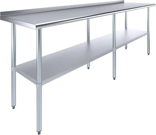 Vista 11 de AmGood Mesa de trabajo de acero inoxidable de 24 pulgadas x 12 pulgadas con protector contra salpicaduras de 1.5 pulgadas Mesa de preparación
